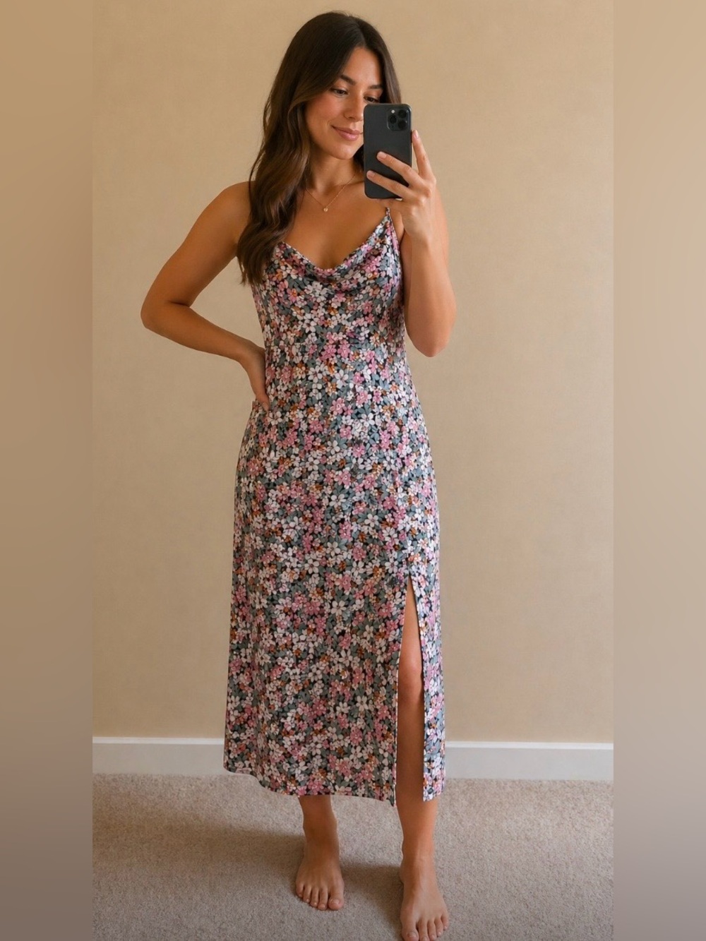 American Eagle Outfitters Floral Slip Midi Dress